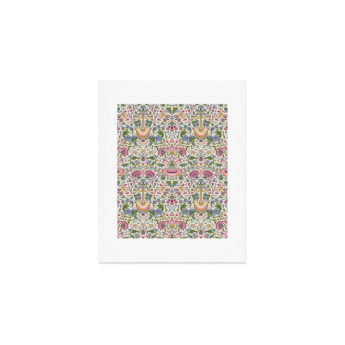Vintage Lodden Blush Pink and Woad Blue by William Morris Art Print Gallery Image 1