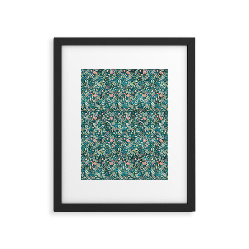 Vintage Wilhelmina Teal Blue Floral by William Morris Framed Art Print Gallery Image 1
