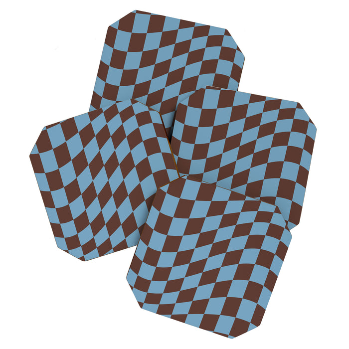 Wavy Seaside Blue x Chocolate Coaster Gallery Image 1