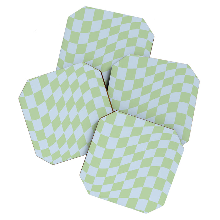 Wavy Soft Sky x Cool Pistachio Coaster Gallery Image 1
