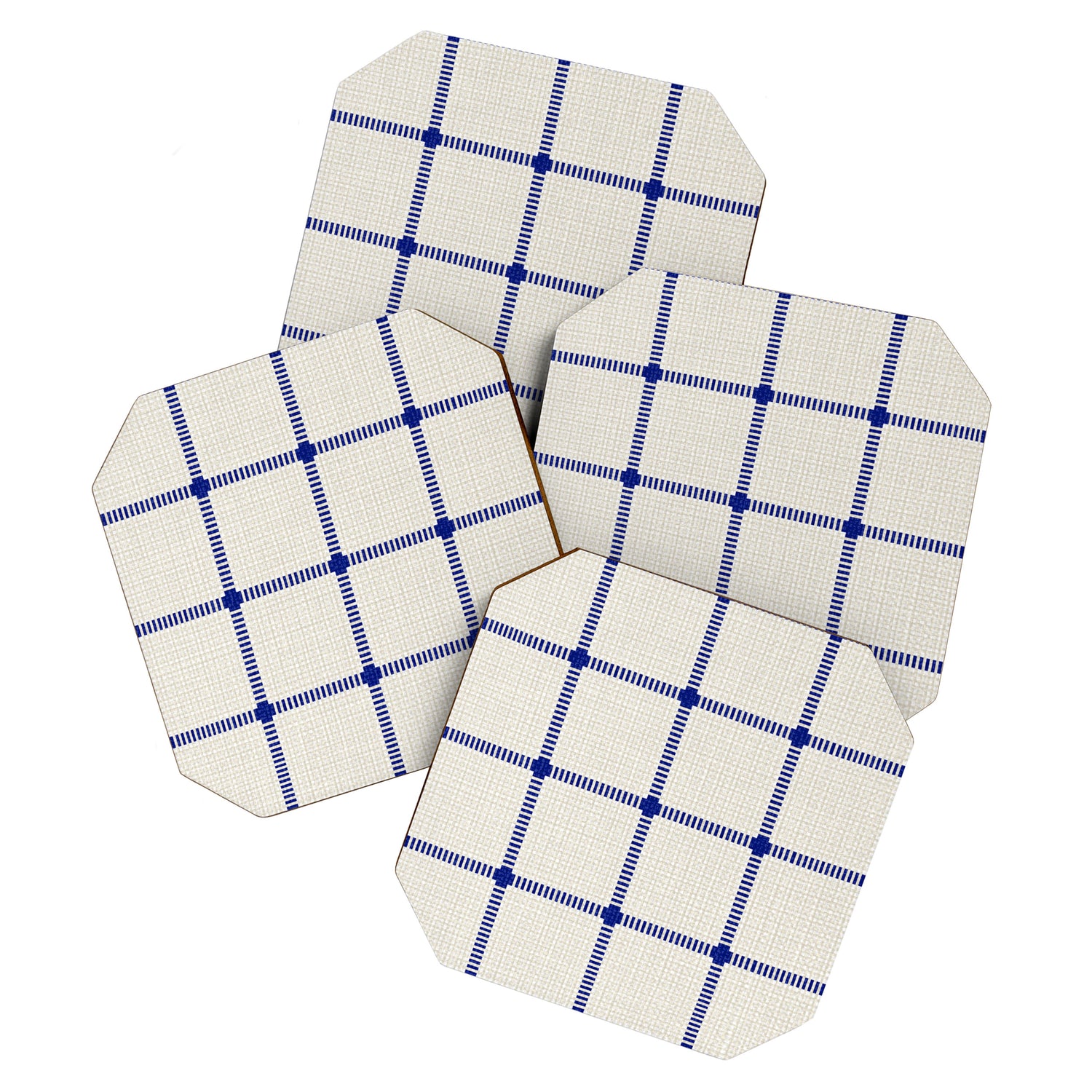 Woven Cross Check Cream x Navy Coaster Gallery Image 1