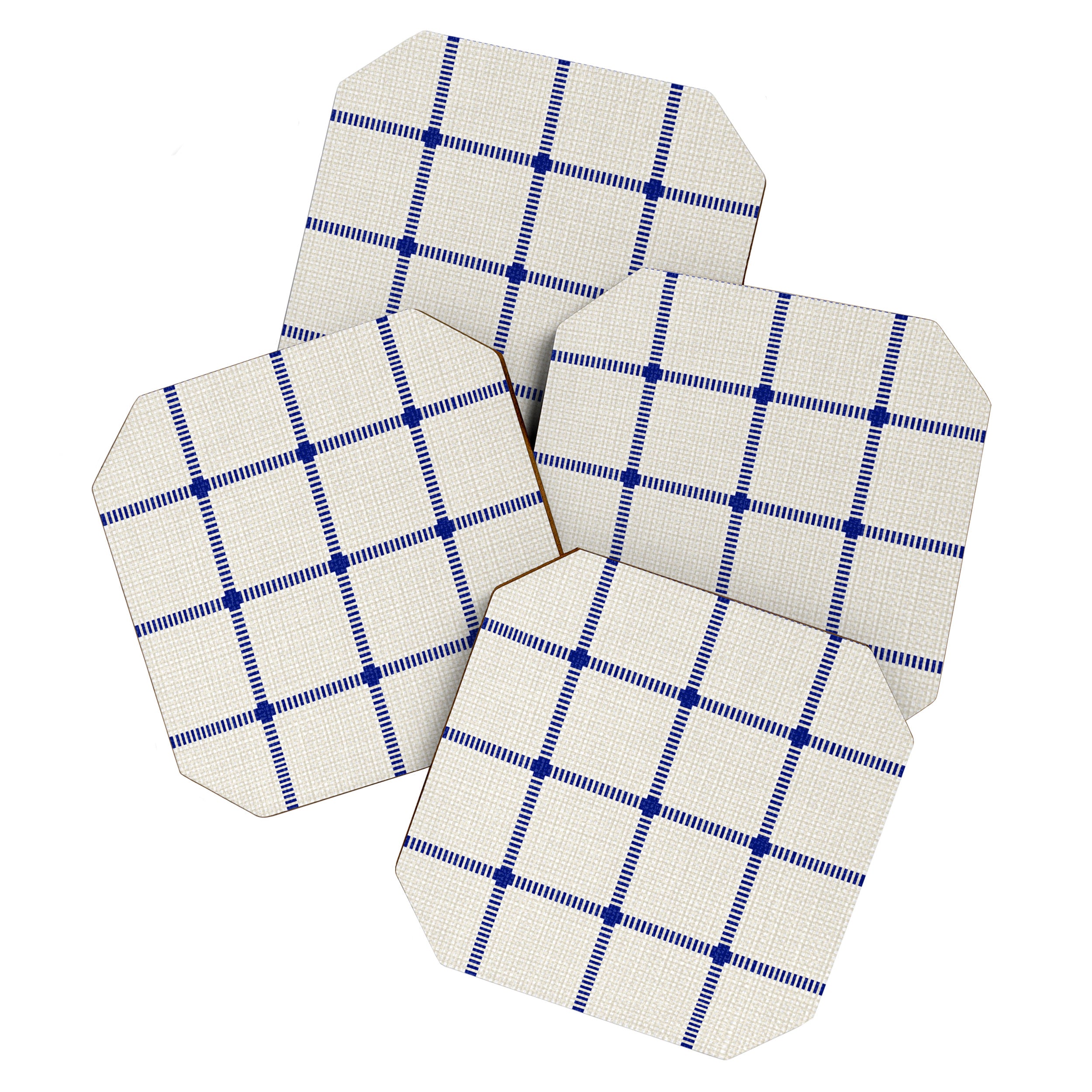 Woven Cross Check Cream x Navy Coaster Gallery Image 1