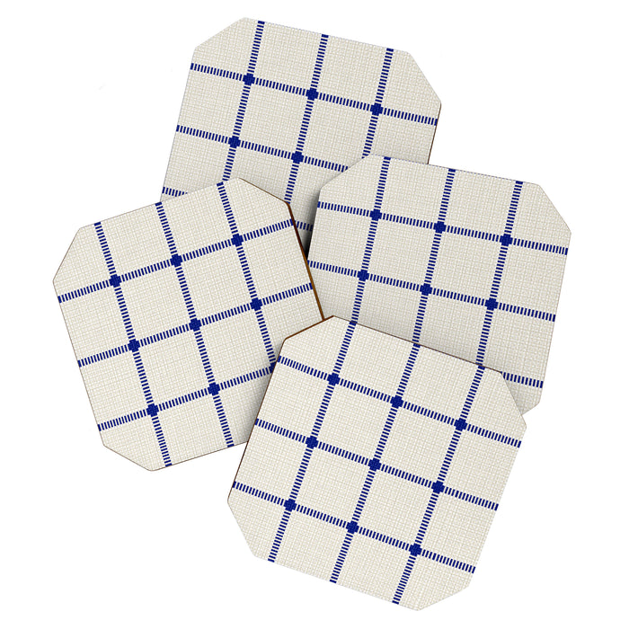 Woven Cross Check Cream x Navy Coaster Gallery Image 1