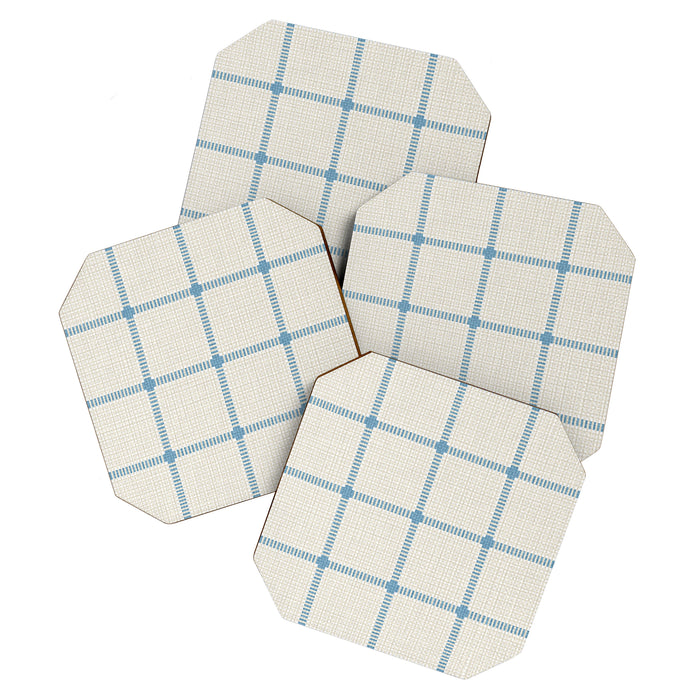 Woven Cross Check Cream x Seaside Blue Coaster Gallery Image 1
