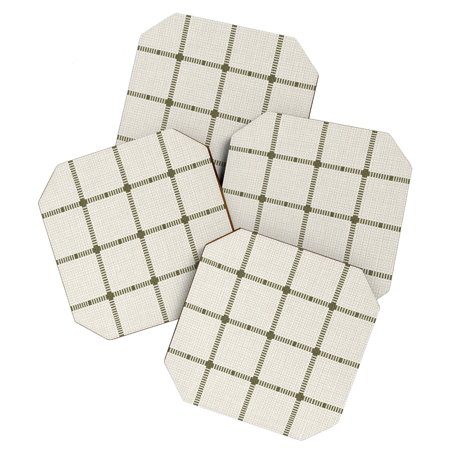 Woven Cross Check Cream x Shaded Lichen Coaster Gallery Image 1