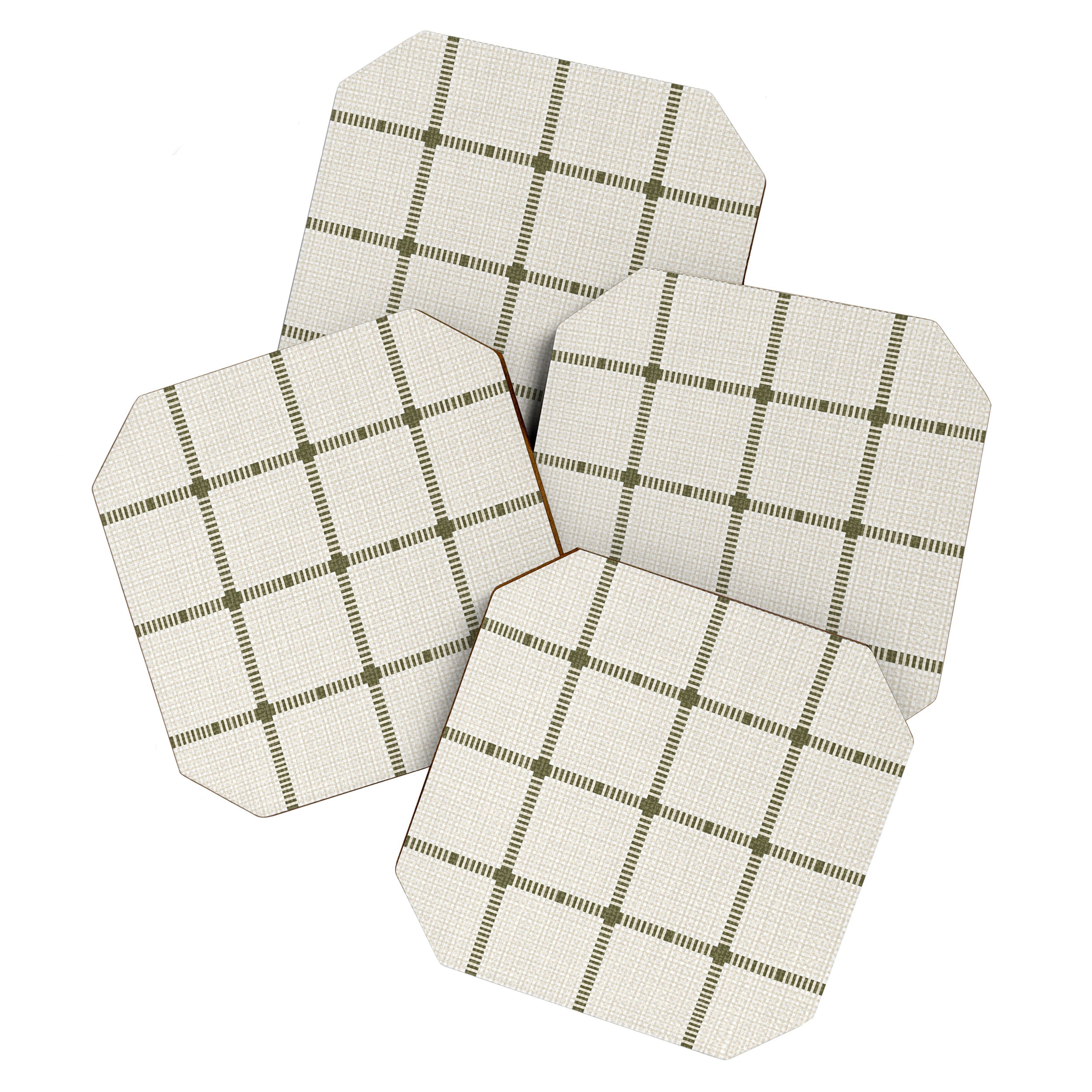 Woven Cross Check Cream x Shaded Lichen Coaster Gallery Image 1