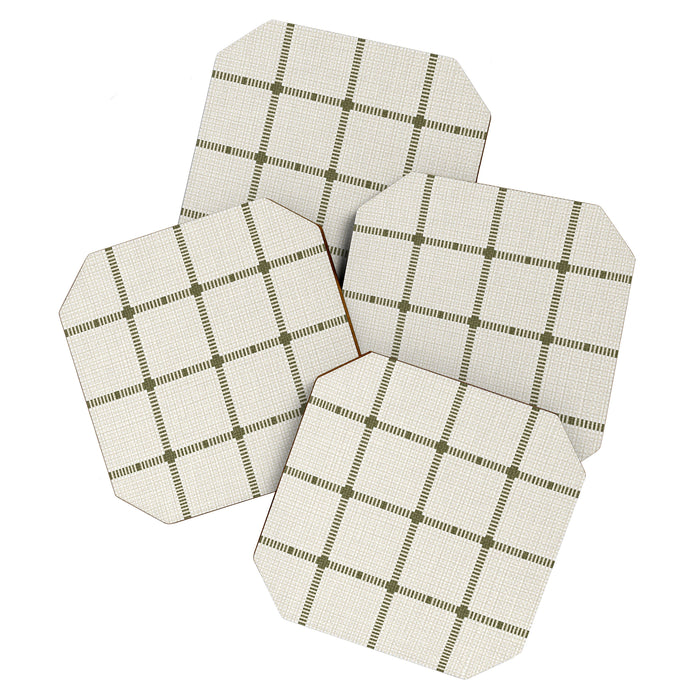 Woven Cross Check Cream x Shaded Lichen Coaster Gallery Image 1