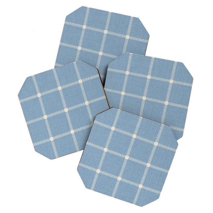 Woven Cross Check Seaside Blue x Cream x Lavender Coaster Gallery Image 1