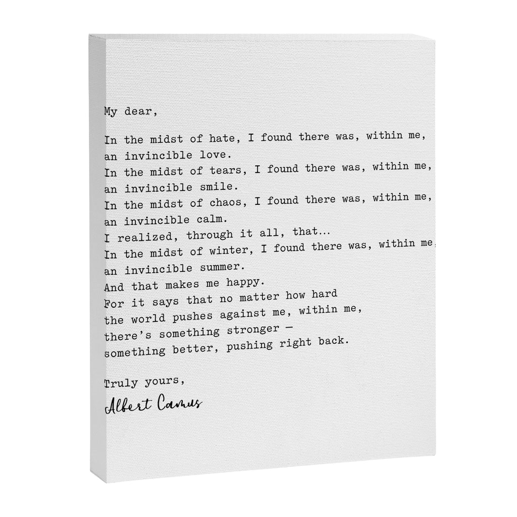Albert Camus Quote - My Dear in the midst of hate I found Canvas Print Gallery Image 8
