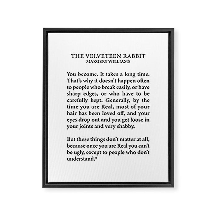Becoming Real, Velveteen Rabbit Framed Canvas Print Gallery Image 1