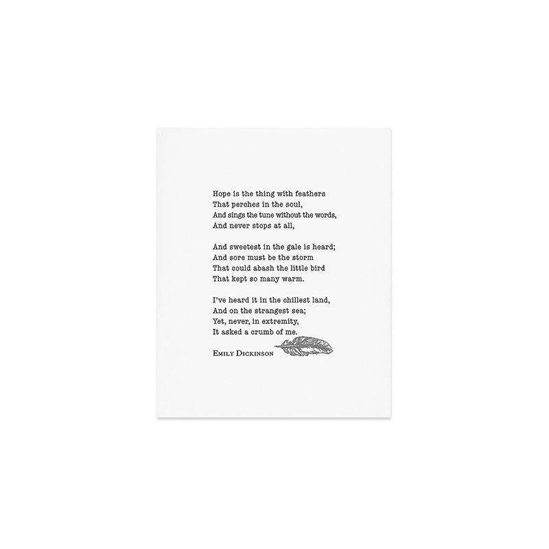 Emily Dickinson Hope is the thing with feathers  Art Print Gallery Image 1