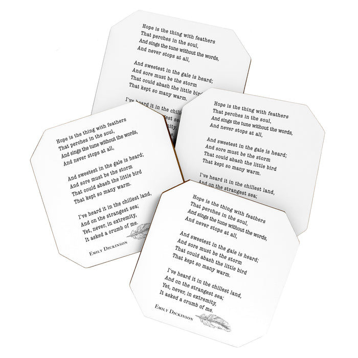 Emily Dickinson Hope is the thing with feathers  Coaster Gallery Image 1