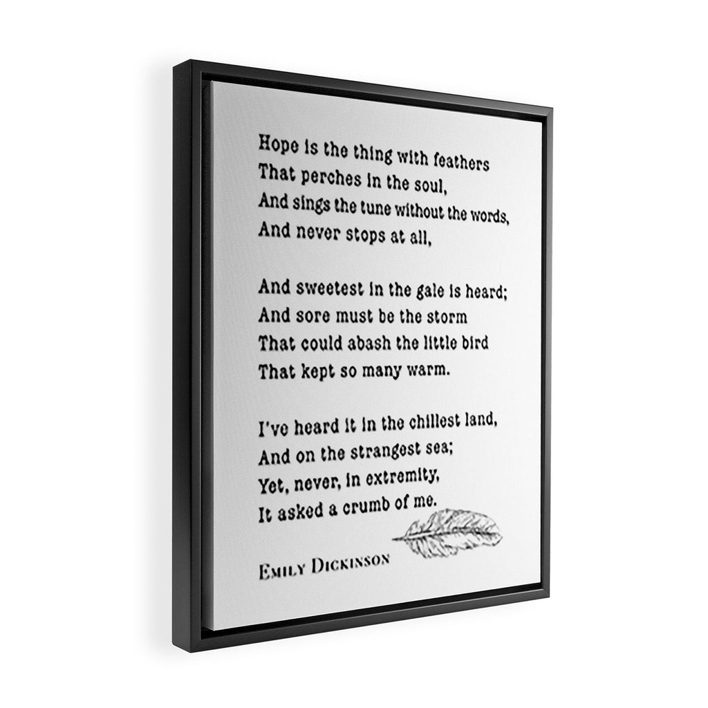 Emily Dickinson Hope is the thing with feathers  Framed Canvas Print Gallery Image 2