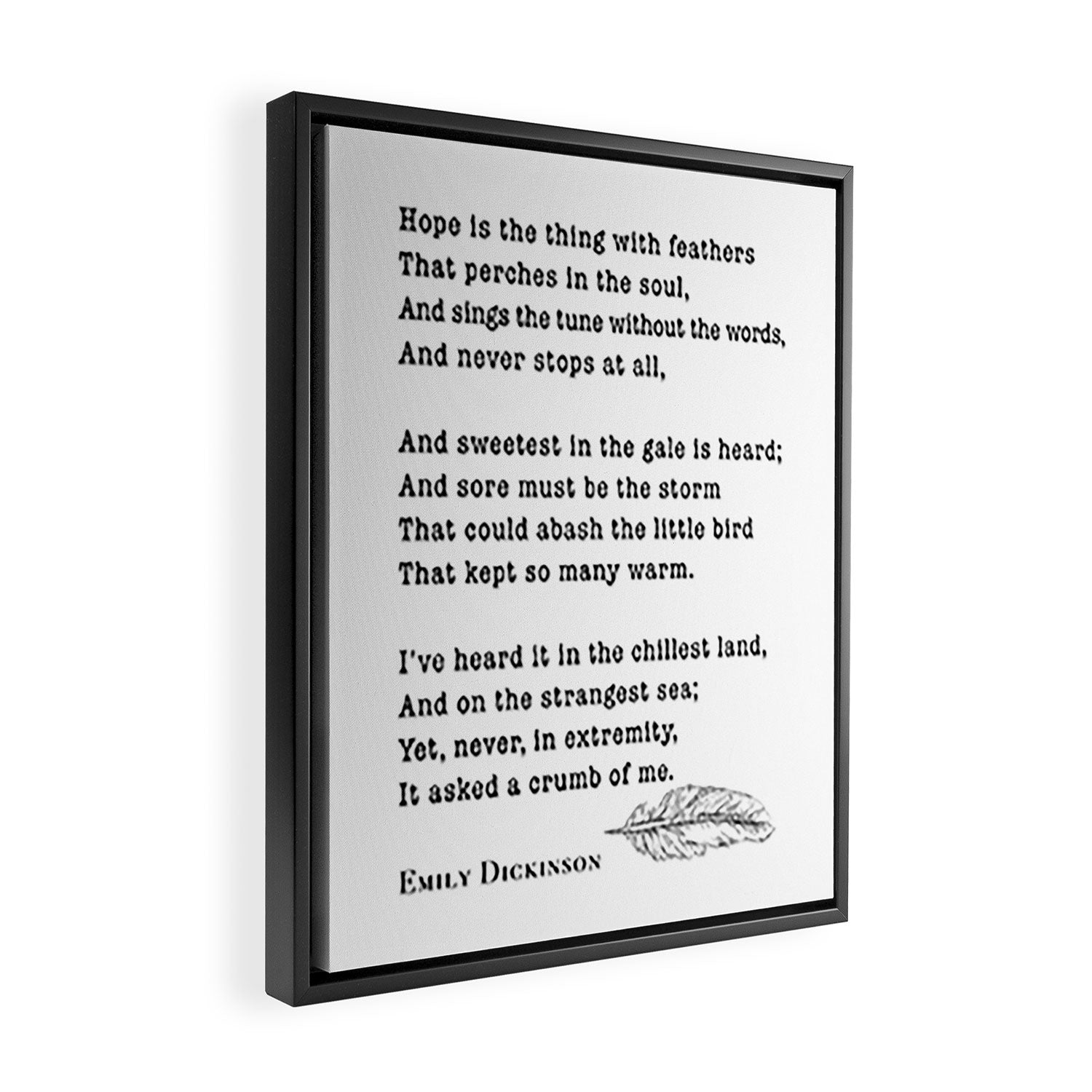 Emily Dickinson Hope is the thing with feathers  Framed Canvas Print Gallery Image 2