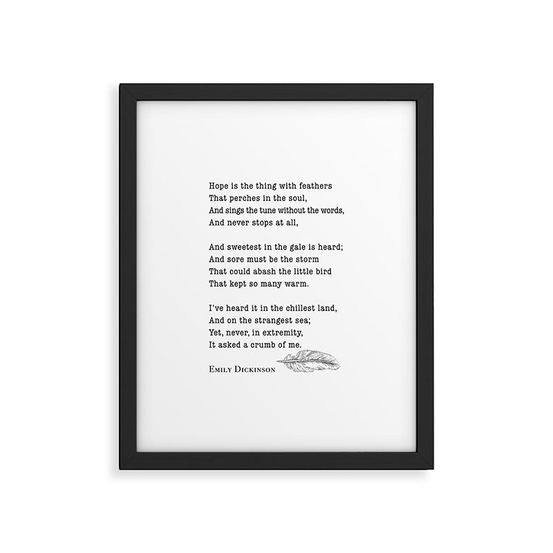 Emily Dickinson Hope is the thing with feathers  Framed Art Print Gallery Image 4