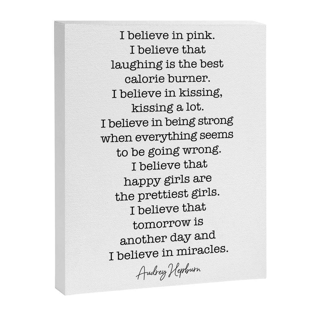 I Believe In Pink. I Believe That Laughing Is the Best Calorie Burner-Audrey Hepburn Canvas Print Gallery Image 6
