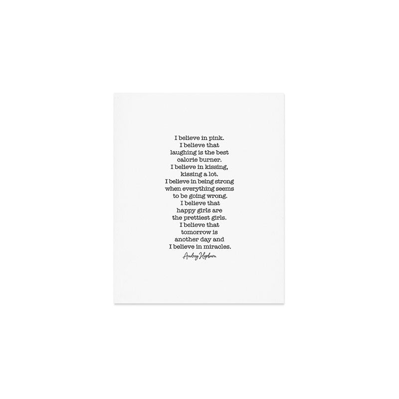 I Believe In Pink. I Believe That Laughing Is the Best Calorie Burner-Audrey Hepburn Art Print Gallery Image 1