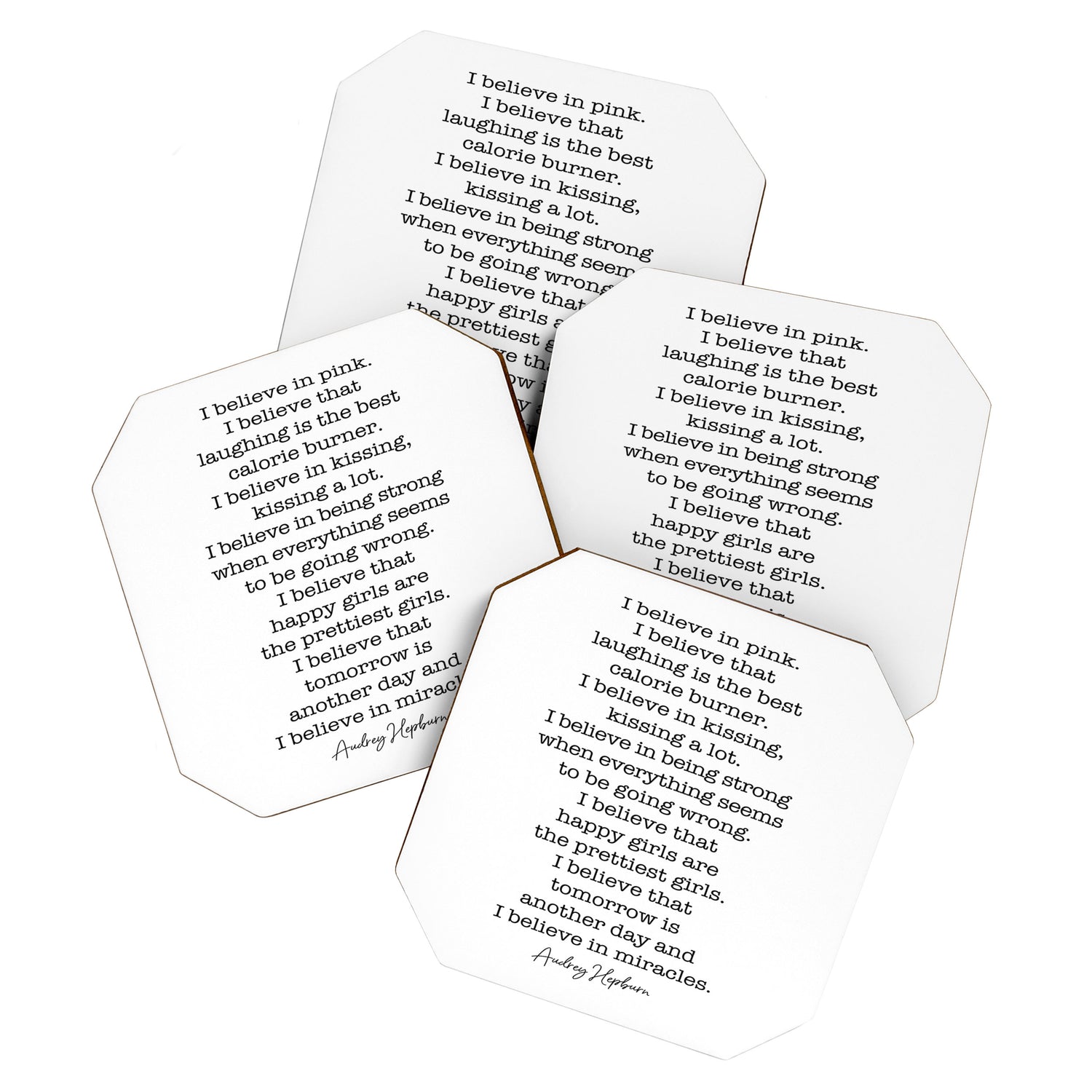 I Believe In Pink. I Believe That Laughing Is the Best Calorie Burner-Audrey Hepburn Coaster Gallery Image 1