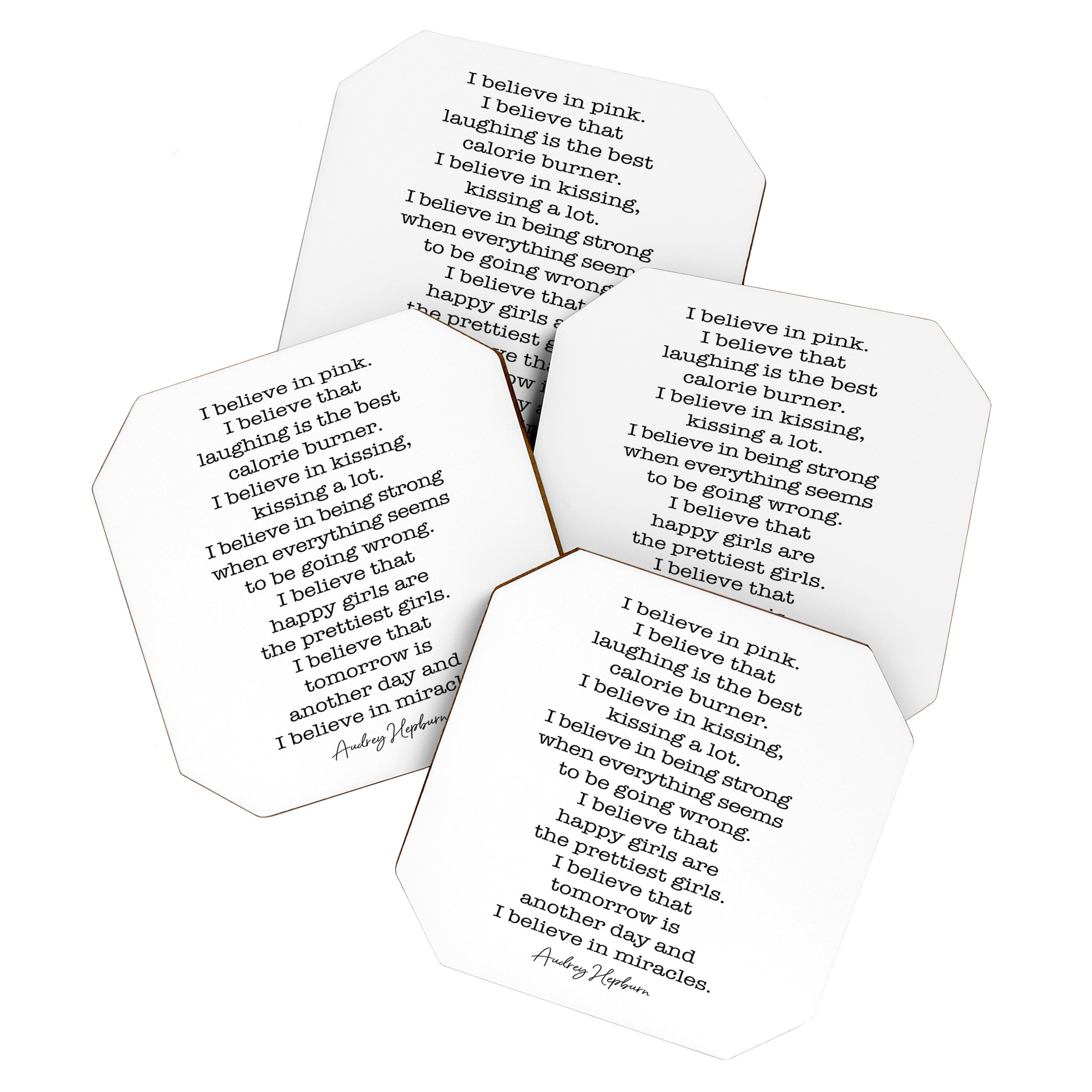 I Believe In Pink. I Believe That Laughing Is the Best Calorie Burner-Audrey Hepburn Coaster Gallery Image 1