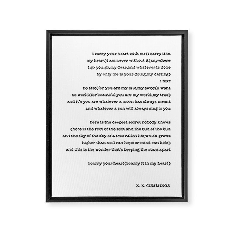 i carry your heart with me-  EE Cummings Framed Canvas Print Gallery Image 6