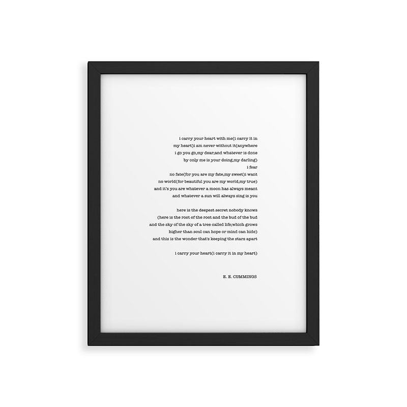 i carry your heart with me-  EE Cummings Framed Art Print Gallery Image 5