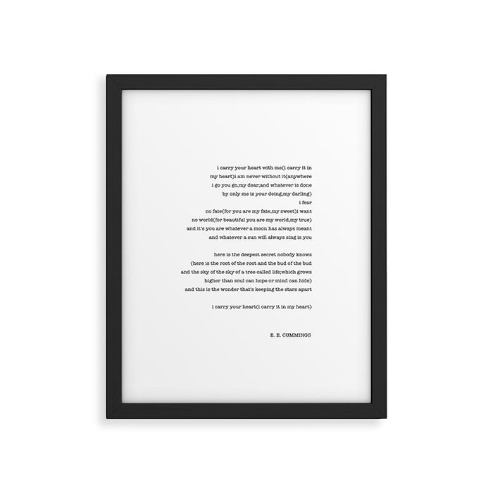i carry your heart with me-  EE Cummings Framed Art Print Gallery Image 1