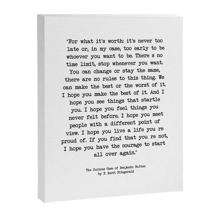 It's Never Too Late Benjamin Button Canvas Print Gallery Image 1
