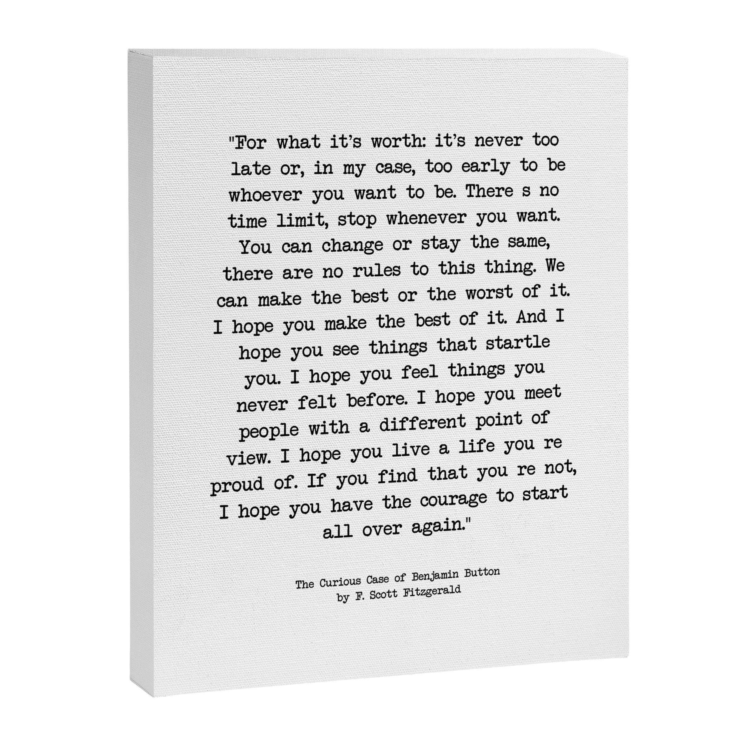 It's Never Too Late Benjamin Button Canvas Print Gallery Image 6