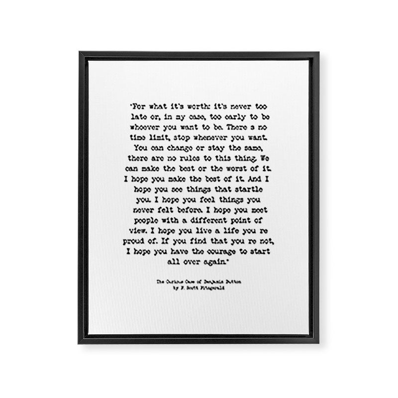 It's Never Too Late Benjamin Button Framed Canvas Print Gallery Image 6