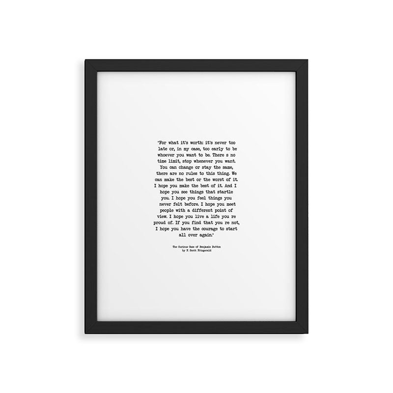 It's Never Too Late Benjamin Button Framed Art Print Gallery Image 4