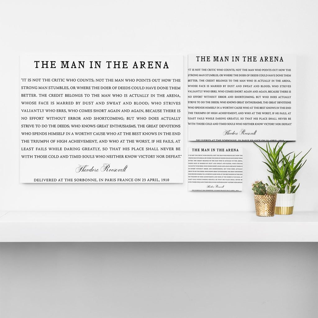 Man In The Arena, Theodore Roosevelt, Framed Art Canvas Print Gallery Image 3