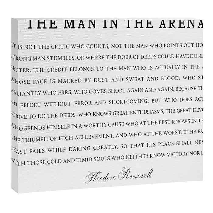Man In The Arena, Theodore Roosevelt, Framed Art Canvas Print Gallery Image 1