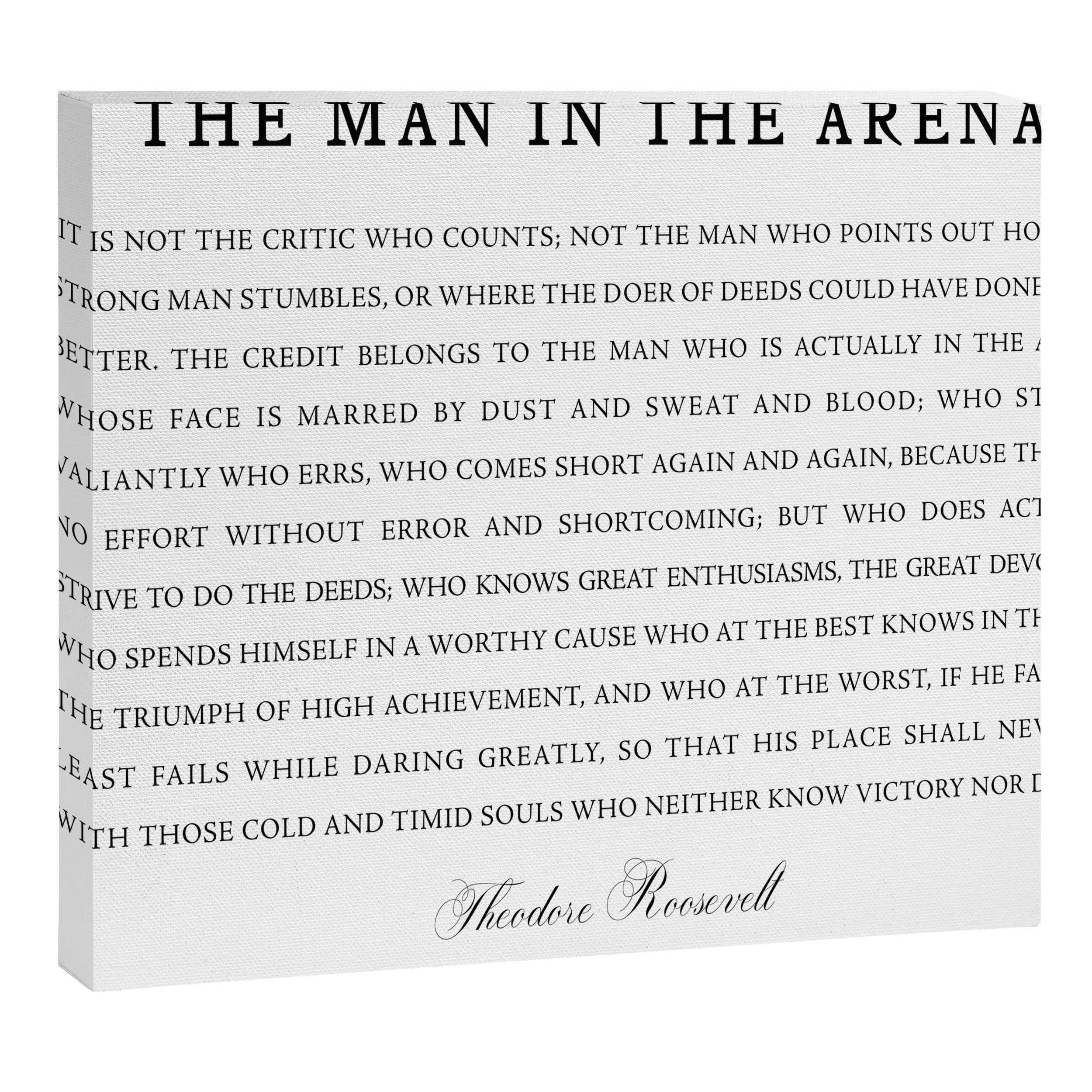 Man In The Arena, Theodore Roosevelt, Framed Art Canvas Print Gallery Image 3