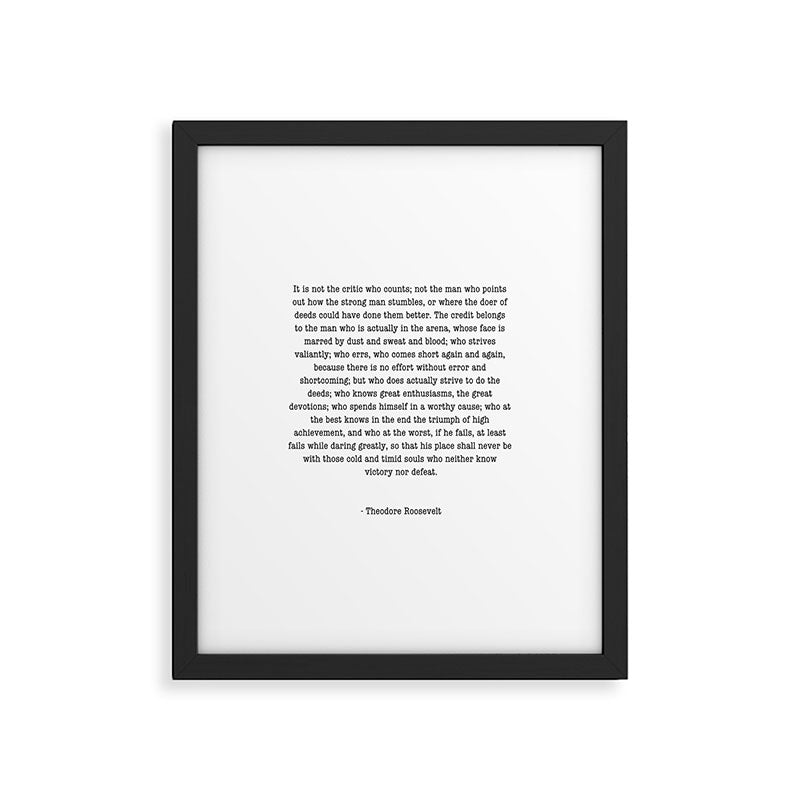 Man In The Arena Theodore Roosevelt Framed Art Print Gallery Image 1