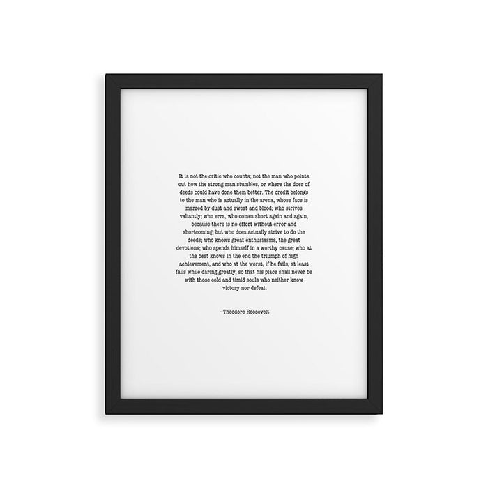 Man In The Arena Theodore Roosevelt Framed Art Print Gallery Image 1