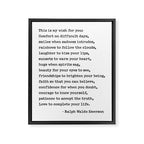 My Wish For You, Ralph Waldo Emerson Quote.  Framed Canvas Print Gallery Image 8