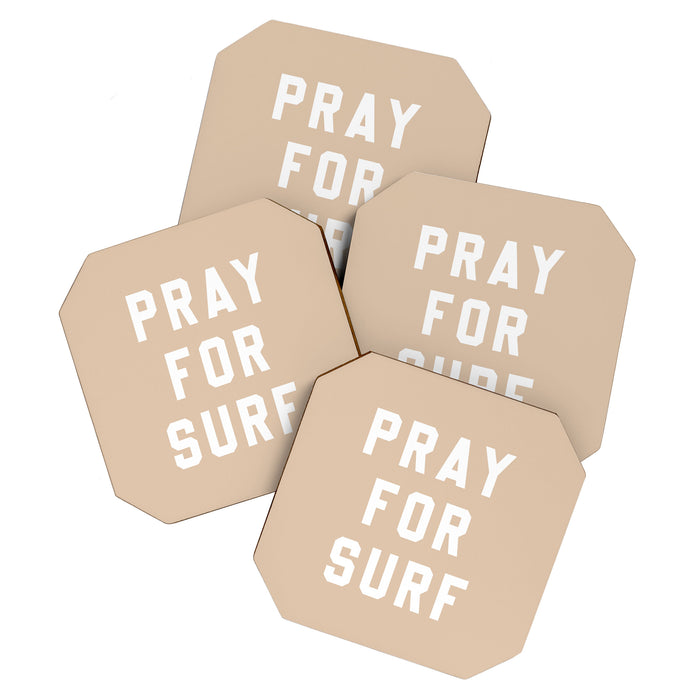 Pray for Surf - sand color Coaster Gallery Image 1
