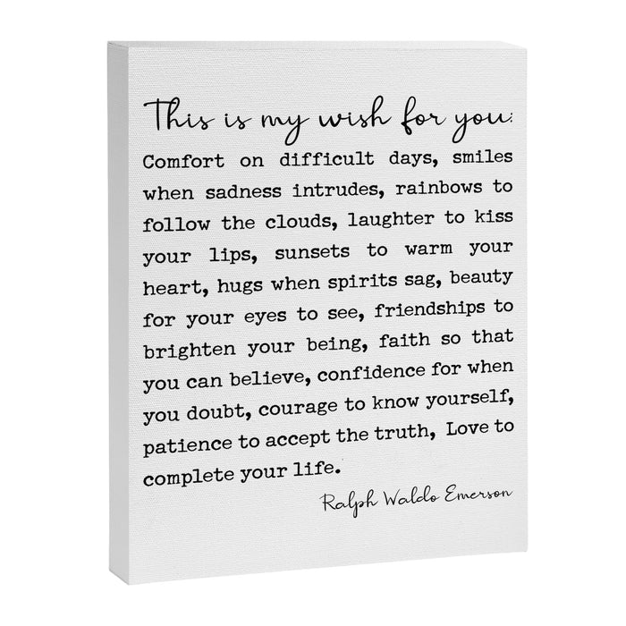 Ralph Waldo Emerson Quote, My Wish For You Canvas Print Gallery Image 1