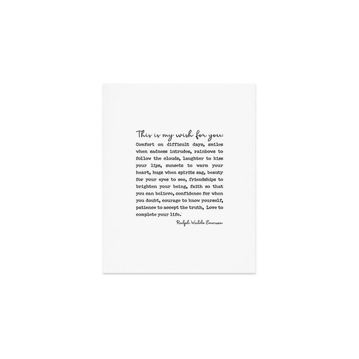 Ralph Waldo Emerson Quote, My Wish For You Art Print Gallery Image 1