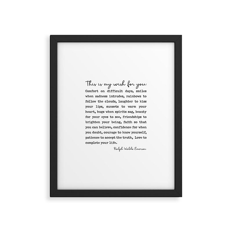 Ralph Waldo Emerson Quote, My Wish For You Framed Art Print Gallery Image 4