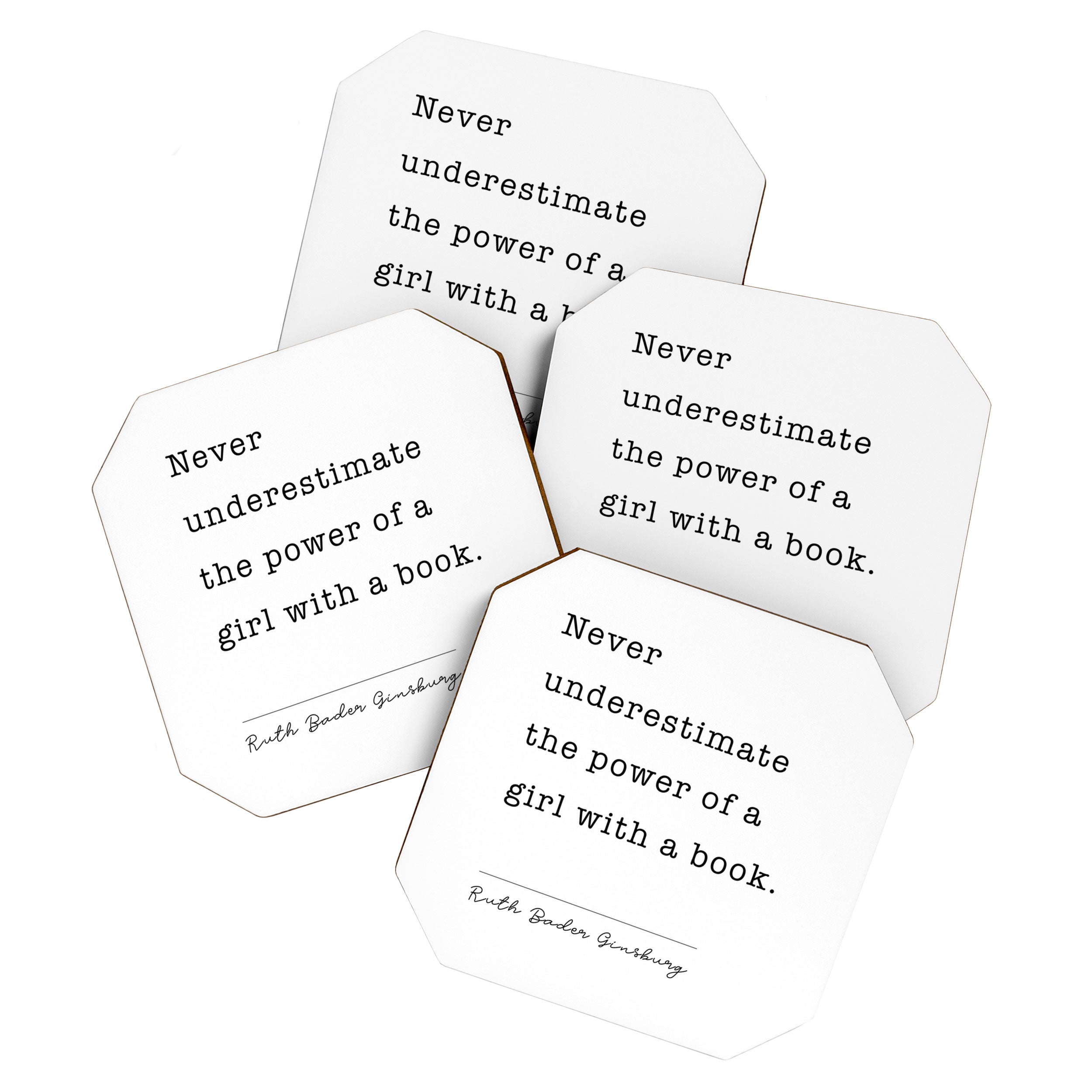 Ruth Bader Ginsburg Never Underestimate The Power Of A Girl With A Book. Coaster Gallery Image 1