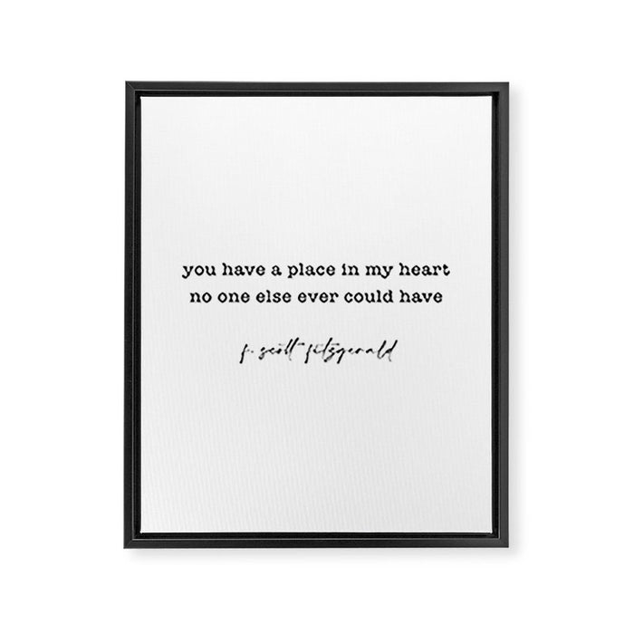 scott fitzgerald quote, love quote Framed Canvas Print Gallery Image 1