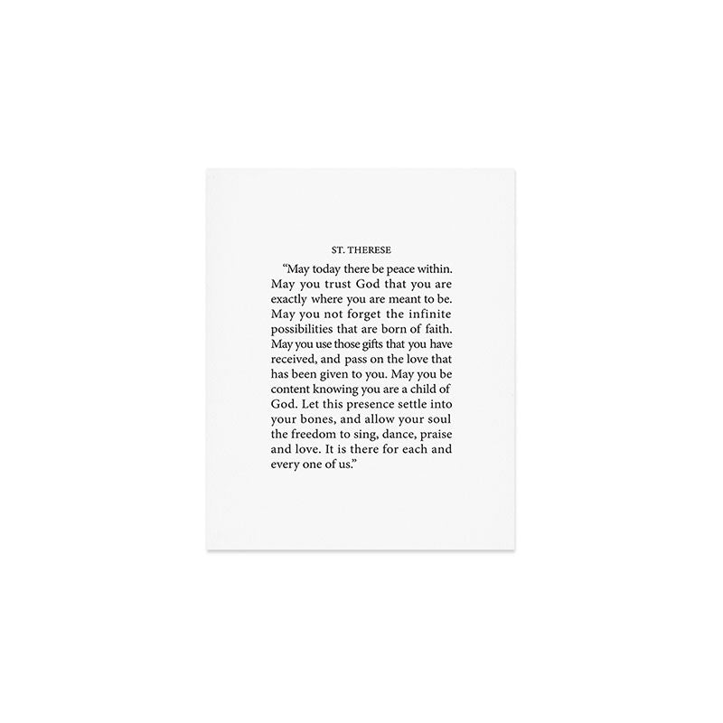 St. Therese Quote, May Today There be Peace, Art Print Gallery Image 1