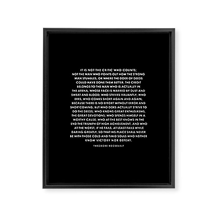 The Man in the Arena - Theodore Roosevelt Framed Canvas Print Gallery Image 1