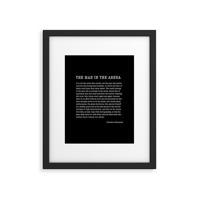 The Man In The Arena, Theodore Roosevelt Quote, Framed Art Print Gallery Image 6