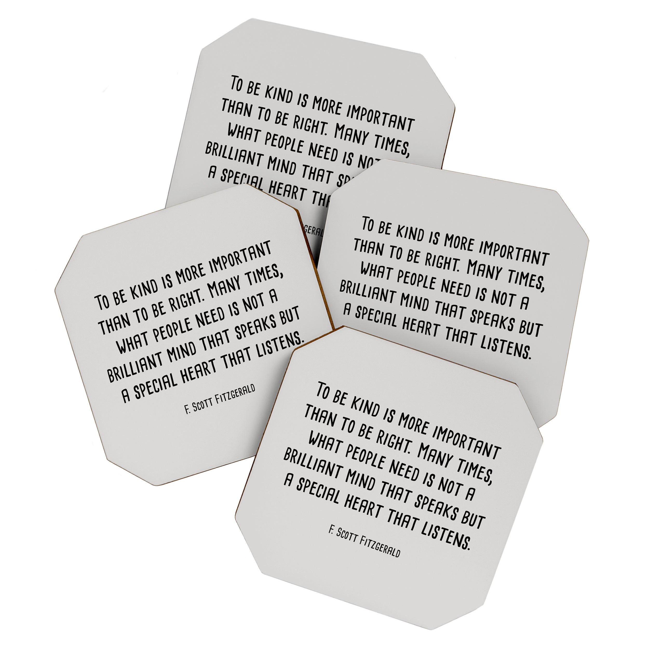 To Be Kind Is More Important... F. Scott Fitzgerald Quote Coaster Gallery Image 1