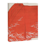 Japanese Cranes on Red Kimono Seiko Ueno Japandi Minimalist Asian Woodblock Inspired Design Canvas Print Gallery Image 6