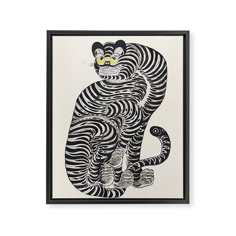 Japanese Yellow Eyes Tiger Vintage Woodblock Ukiyo e Style Retro Asian Design Bold Animal Artwork Framed Canvas Print Gallery Image 6
