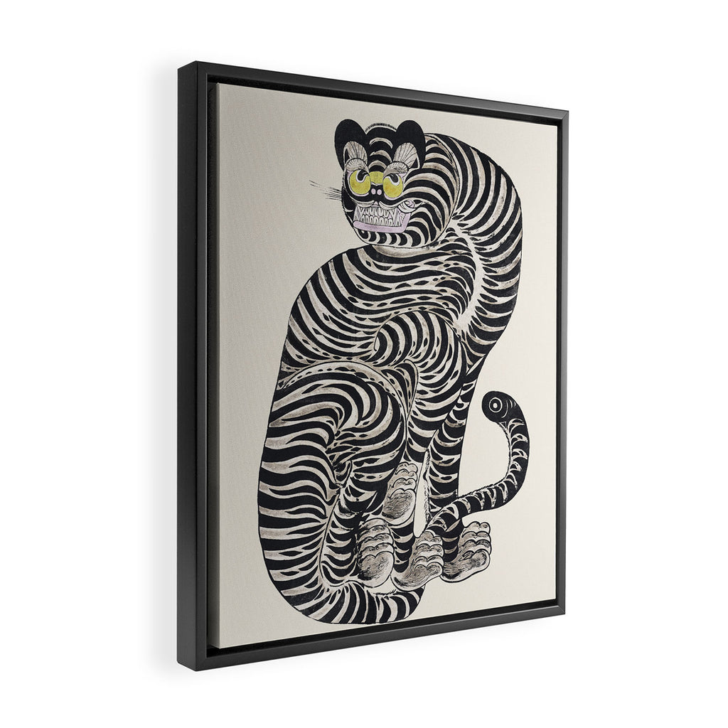 Japanese Yellow Eyes Tiger Vintage Woodblock Ukiyo e Style Retro Asian Design Bold Animal Artwork Framed Canvas Print Gallery Image 2