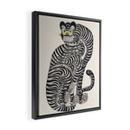 Japanese Yellow Eyes Tiger Vintage Woodblock Ukiyo e Style Retro Asian Design Bold Animal Artwork Framed Canvas Print Gallery Image 2